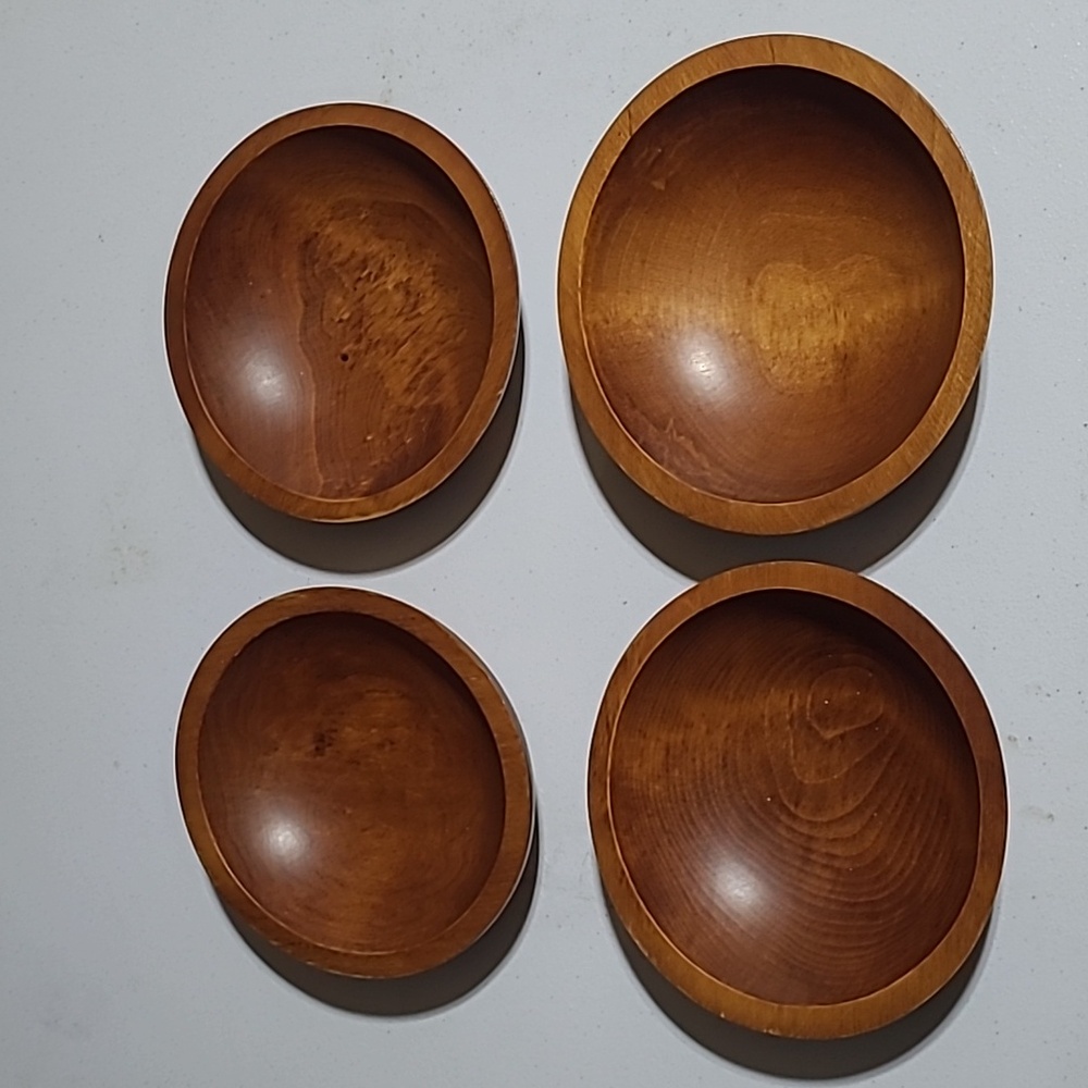 Vintage Baribo-Maid Canada Maple Wood Salad Bowls Set of 4 MCM - Picture 2 of 7